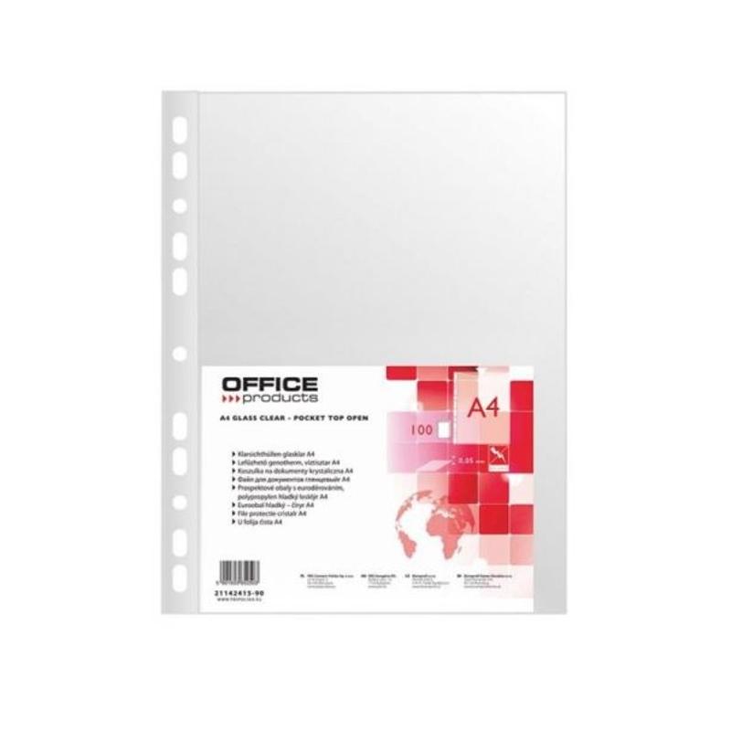 Koszulka A4 krystaliczna 50 mic. OFFICE PRODUCT w folii  opakowanie a 100szt