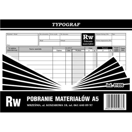 Druk RW A5 Pobranie materiału 01036