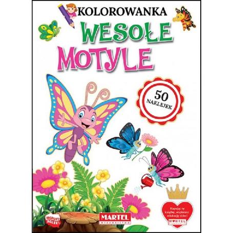 MARTEL Kolorowanka WESOŁE MOTYLE z naklejkami   20 stron