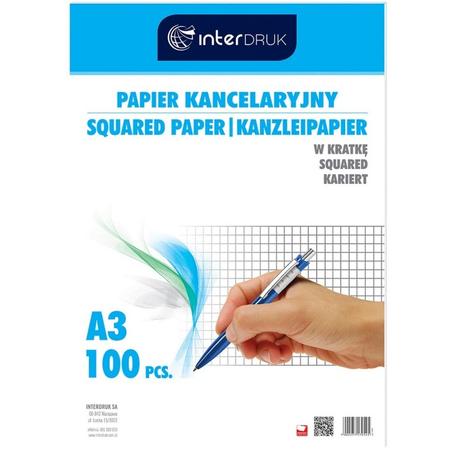 Papier kancelaryjny A3 100 arkuszy INTERDRUK krata