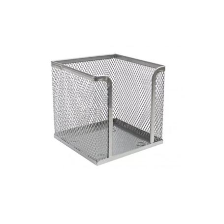 Przybornik metalowy na bloczek papierowy, kwadratowy:   Wymiary: 10 x 10 x 10 cm - srebrny