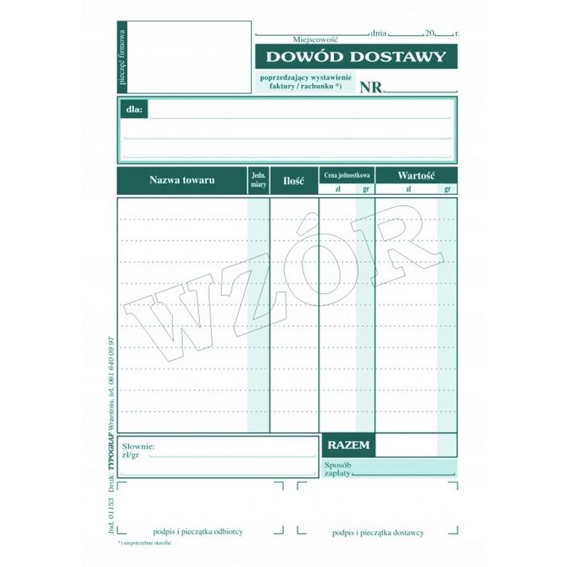 Druk Dowód Dostawy A6 01153