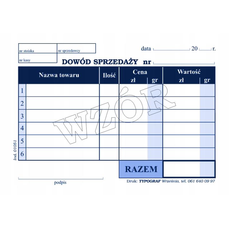 Druk Dowód Sprzedaży A7 01051