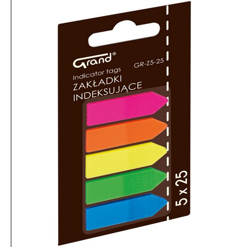Zakładki indeksujące 12x45mm GRAND foliowe strzałki - neon