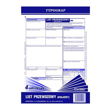 Druk Krajowy List przewozowy A4 01210