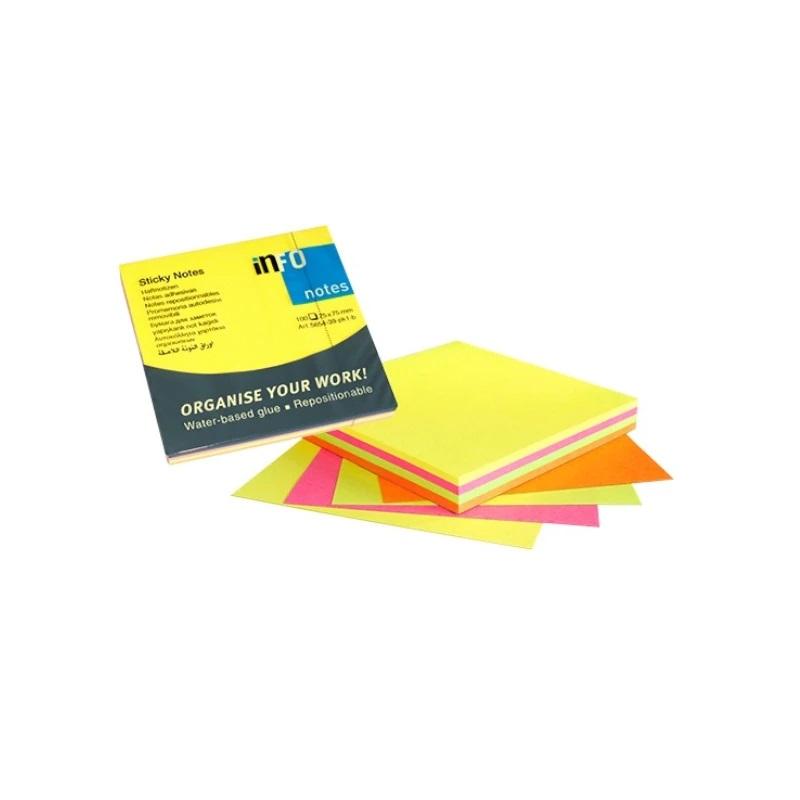 Notes samoprzylepny 75x75  TRES INFO neon - 100 kartek