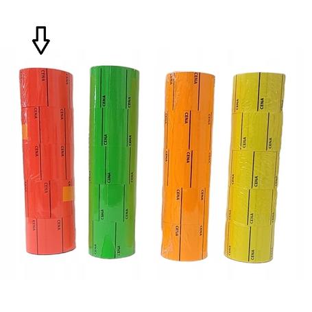Metka cenowa ŚERDNIA z napisem cena i podkreśleniem  38mm x 28mm  "C" czerwona  a'5 rolek