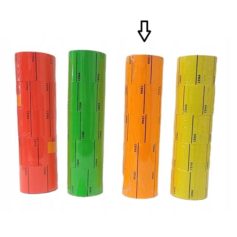 Metka cenowa ŚERDNIA z napisem cena i podkreśleniem  38mm x 28mm  "C" pomarańczowa a'5 rolek