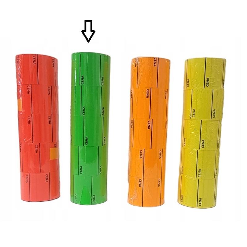 Metka cenowa ŚERDNIA z napisem cena i podkreśleniem  38mm x 28mm  "C" zielona  a'5 rolek
