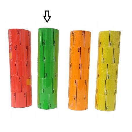 Metka cenowa ŚERDNIA z napisem cena i podkreśleniem  38mm x 28mm  "C" zielona  a'5 rolek