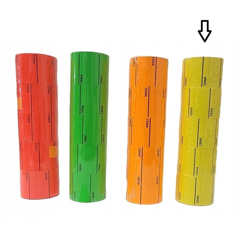 Metka cenowa ŚEDNIA z napisem cena i podkreśleniem  38mm x 28mm  "C" zółta  a'5 rolek