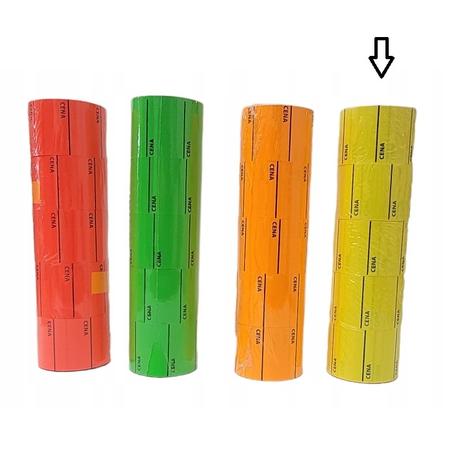 Metka cenowa ŚEDNIA z napisem cena i podkreśleniem  38mm x 28mm  "C" zółta  a'5 rolek