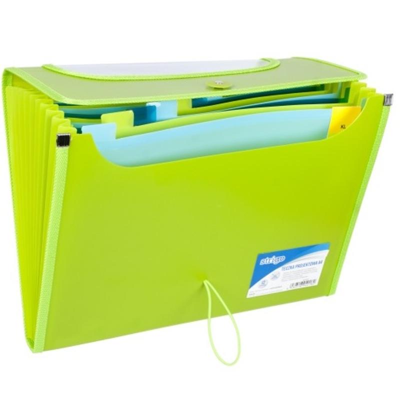 Teczka harmonijkowa  12  przegródkami  A4 Strigo VFile PP - limonkowa