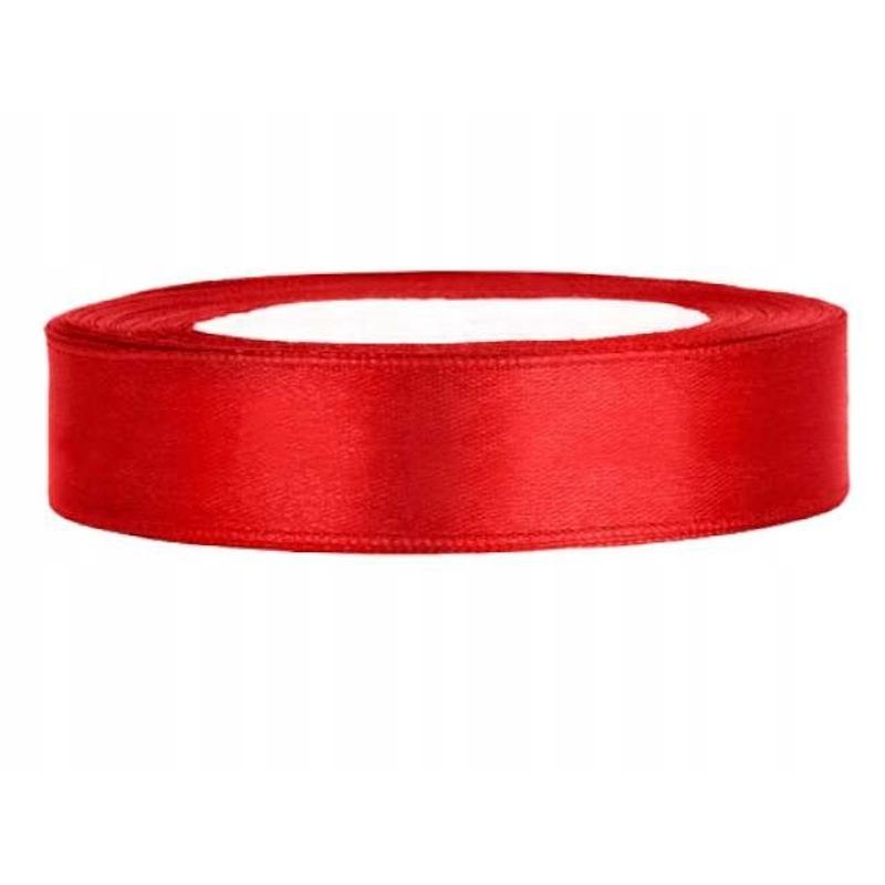 Wstążki satynowe 12mm/25m - czerwona