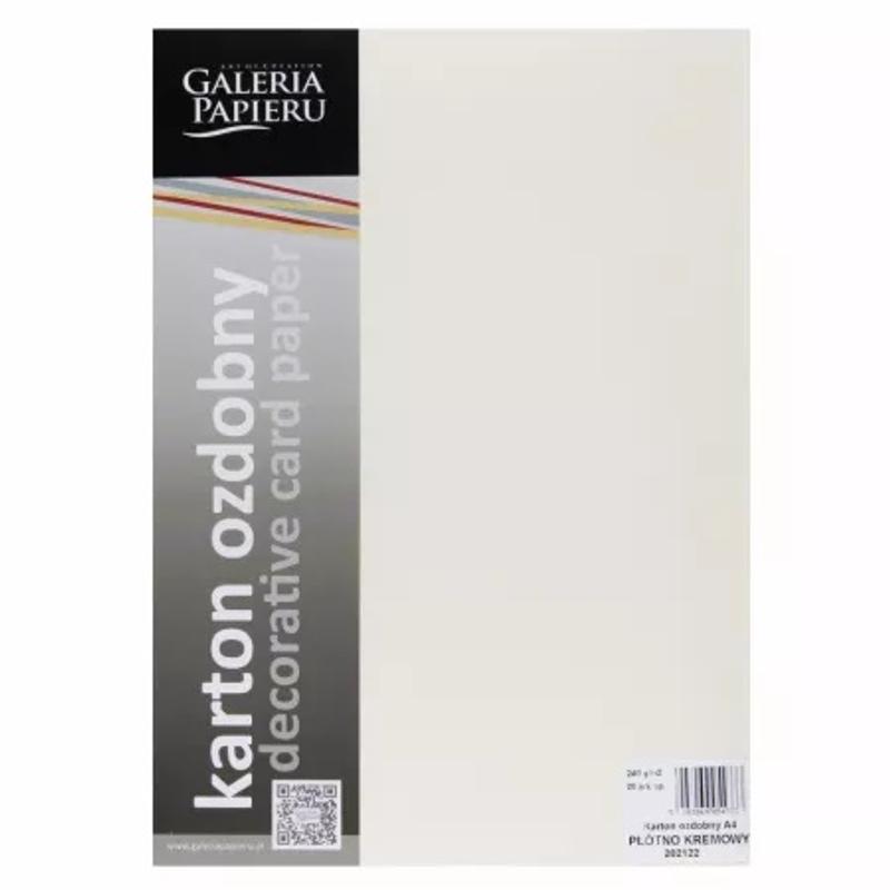 Papier wizytówkowy ozdobny GALERIA PAPIERU PŁÓTNO  240g/20ark. Kremowy  202122