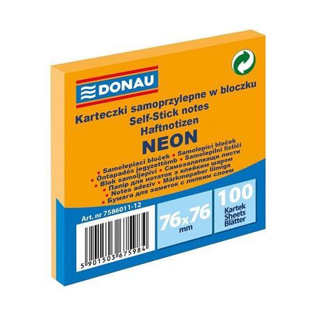 Notes samoprzylepny 75x75  DONAU pomarańczowy  - 100 kartek