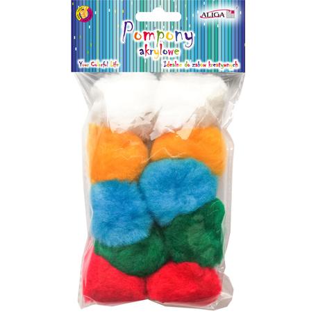Pompony akrylowe 5cm MIX kolorów opakowanie 10szt. POM-202