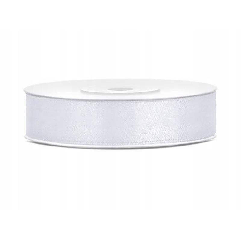 Wstążki satynowe 12mm/25m biały satynowy