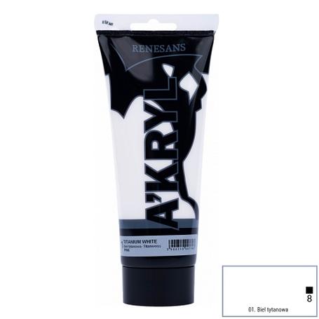 Farba akrylowa A’kryl RENESANS 200ml – biel tytanowa