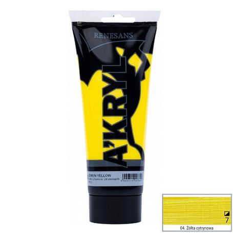 Farba akrylowa A’kryl RENESANS 200ml – żółta cytrynowa