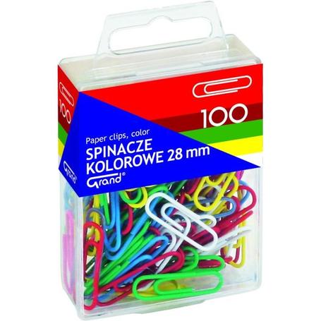 Spinacz 28mm kolorowy a 100szt. GRAND