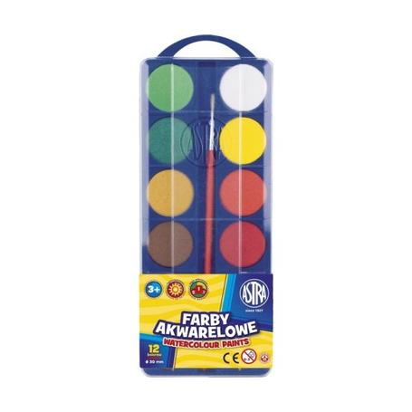 Farby akwarelowe 12 kolorów paletka ASTRA