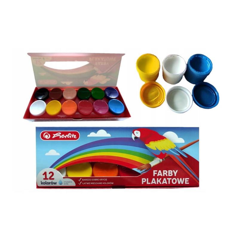 Farby plakatowe HERLITZ 12 kolorów 20ml