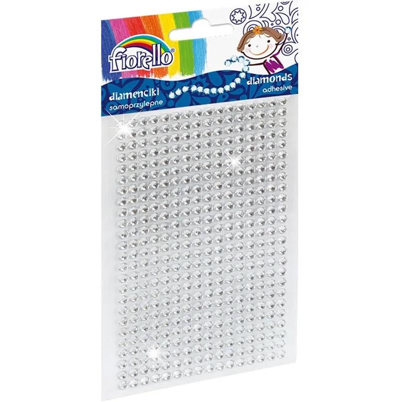 Dżety, diamenciki samoprzylepne FIORELLO srebrne - opakowanie 400szt.