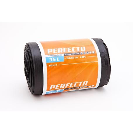 Worki   35l na odpady, czarne PERFECTO a 50szt. LDPE