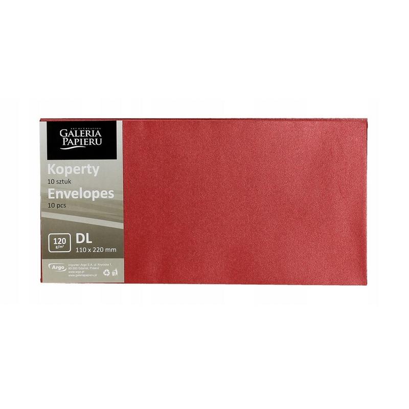 Koperta ozdobna DL Pearl czerwony a 10szt. 280138