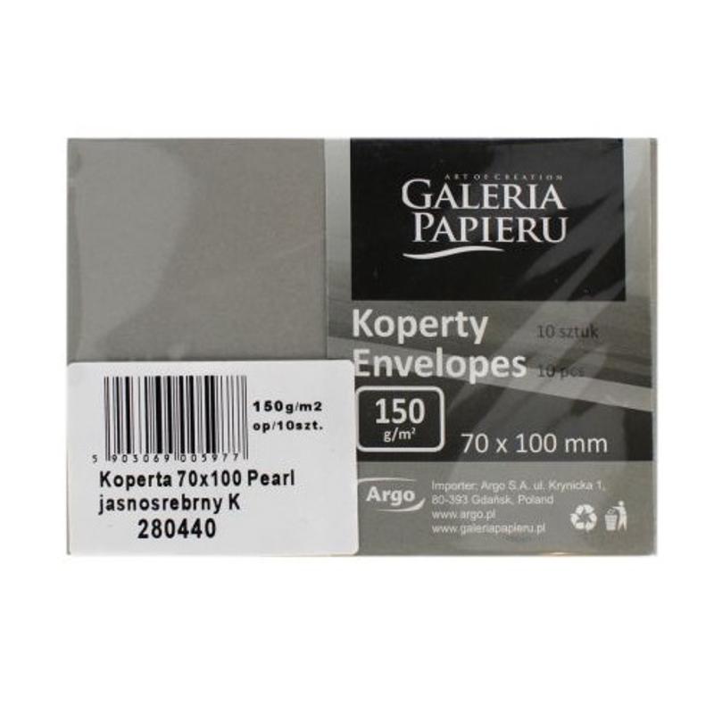 Koperta ozdobna 70mm x 100mm  Pearl jasnosrebrny a 10szt.  280440