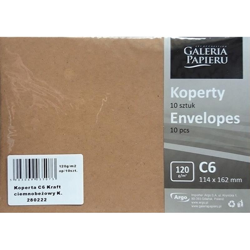 Koperta ozdobna B7 Kraft ciemnobeżowy  a 10szt. 280523