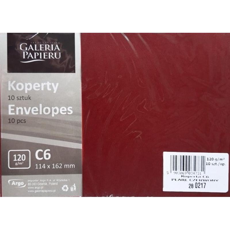 Koperta ozdobna C6 Pearl Czerwony 150g 280238  a 10szt.