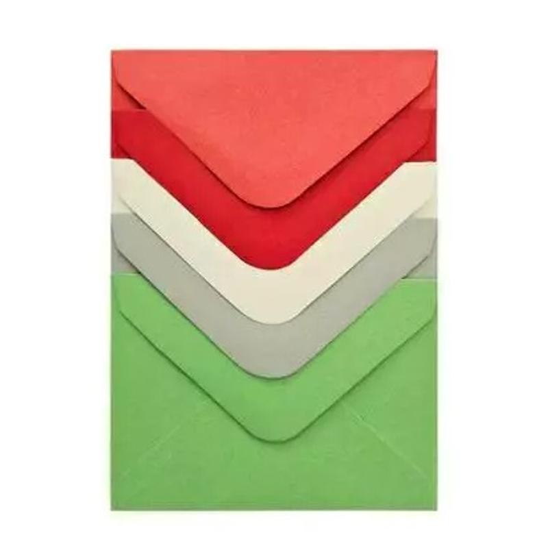 Koperta ozdobna 70mm x 100mm  Gładki mix, czerwień i zieleń  a 10szt.  280451