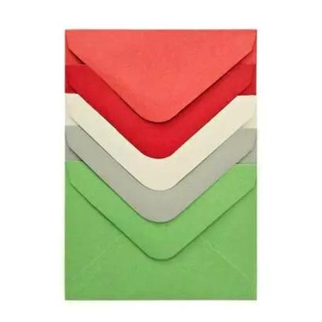 Koperta ozdobna 70mm x 100mm  Gładki mix, czerwień i zieleń  a 10szt.  280451