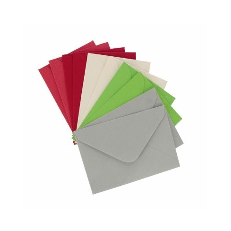 Koperta ozdobna 70mm x 100mm  Gładki mix, czerwień i zieleń  a 10szt.  280451