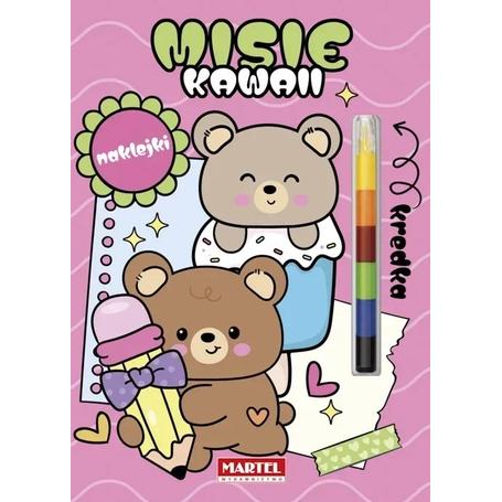 MARTEL Kolorowanka MISIE KAWAII  a'8szt. + naklejki i tęczowa kredka
