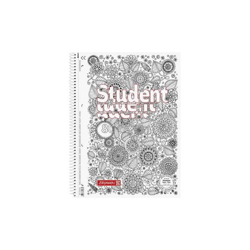 Kołozeszyt A4  80k BRUNNEN PREMIUM Flowers w kratkę - gramatura papieru 90g/m2