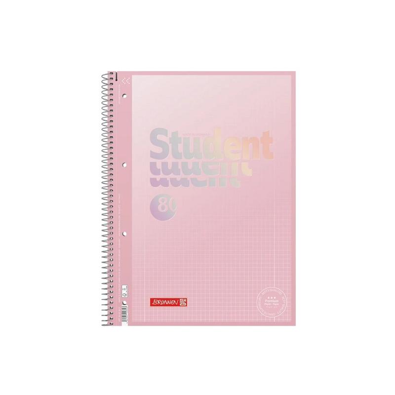 Kołozeszyt A4  80k BRUNNEN PREMIUM Pink w kratkę - gramatura papieru 90g/m2