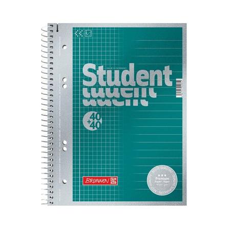 Kołozeszyt A5  80k BRUNNEN PREMIUM Green w kratkę + linia 40/40 - gramatura papieru 90g/m2