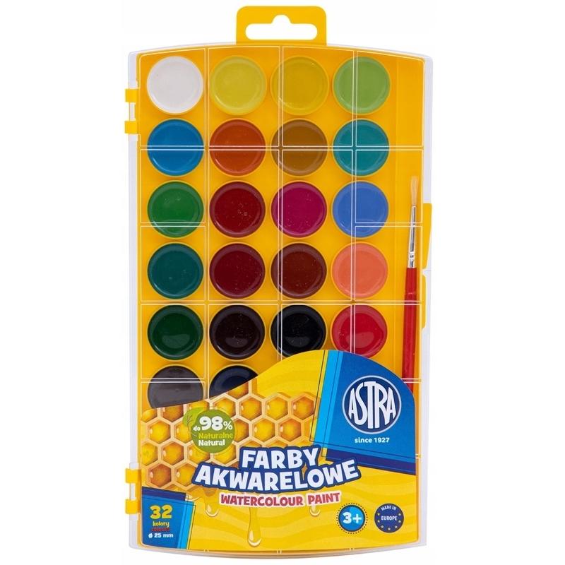 Farby akwarele 32 kolory paletka ASTRA