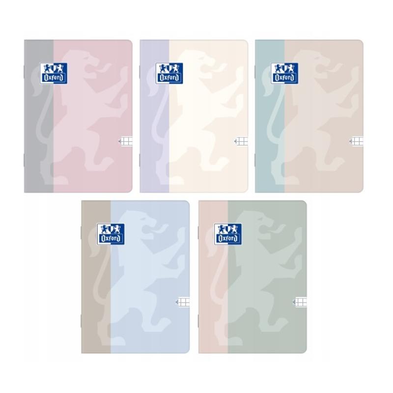 Zeszyt A5 32k  kratka - Miękka oprawa OXFORD B-LIGHT pastel z marginesem mix okładek