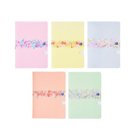 Zeszyt A5 32k kratka - Miękka oprawa OXFORD FLOWERS pastel z marginesem mix okładek