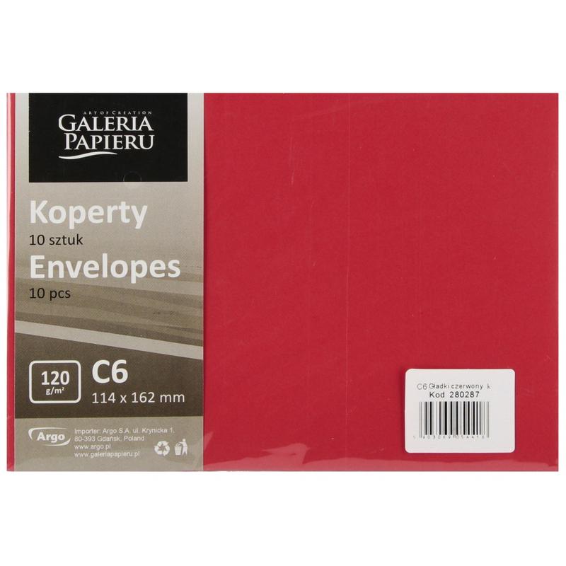 Koperta ozdobna C6 Gładki Czerwony 120g 280287  a 10szt.