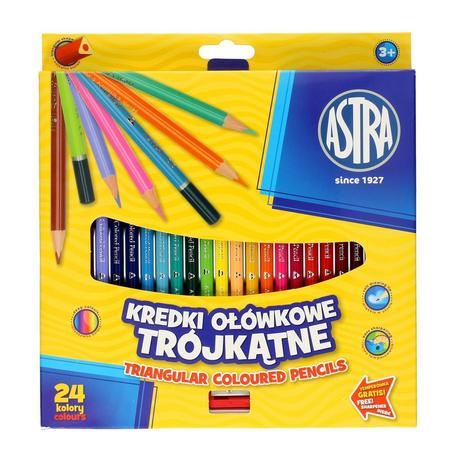 Kredki ołówkowe 24 kolory ASTRA trójkątne