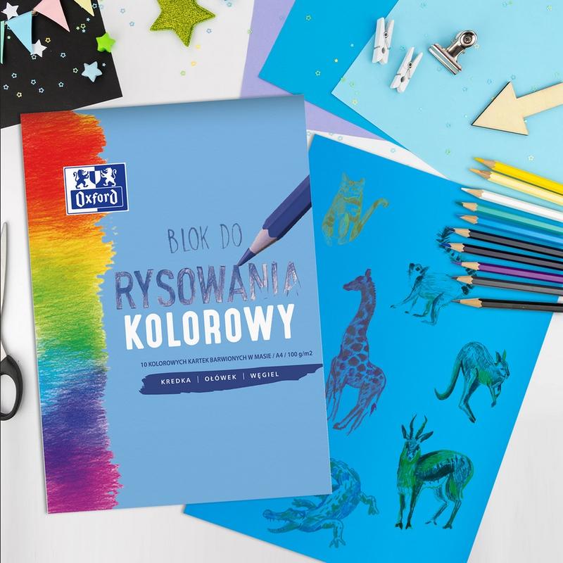 Blok A4 Rysunkowy Kolorowy OXFORD 10 kartek/100g/m2